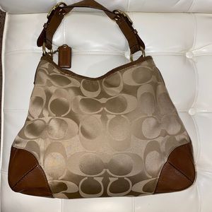 Coach Tan Khaki Sateen Peyton Hobo Bag
